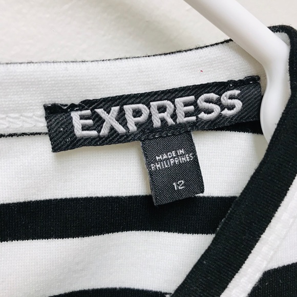 Express Womens Bodycon Black & White Dress Size 12 Stripes Midriff cut out - Picture 4 of 7